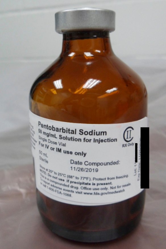 A vial of pentobarbital.