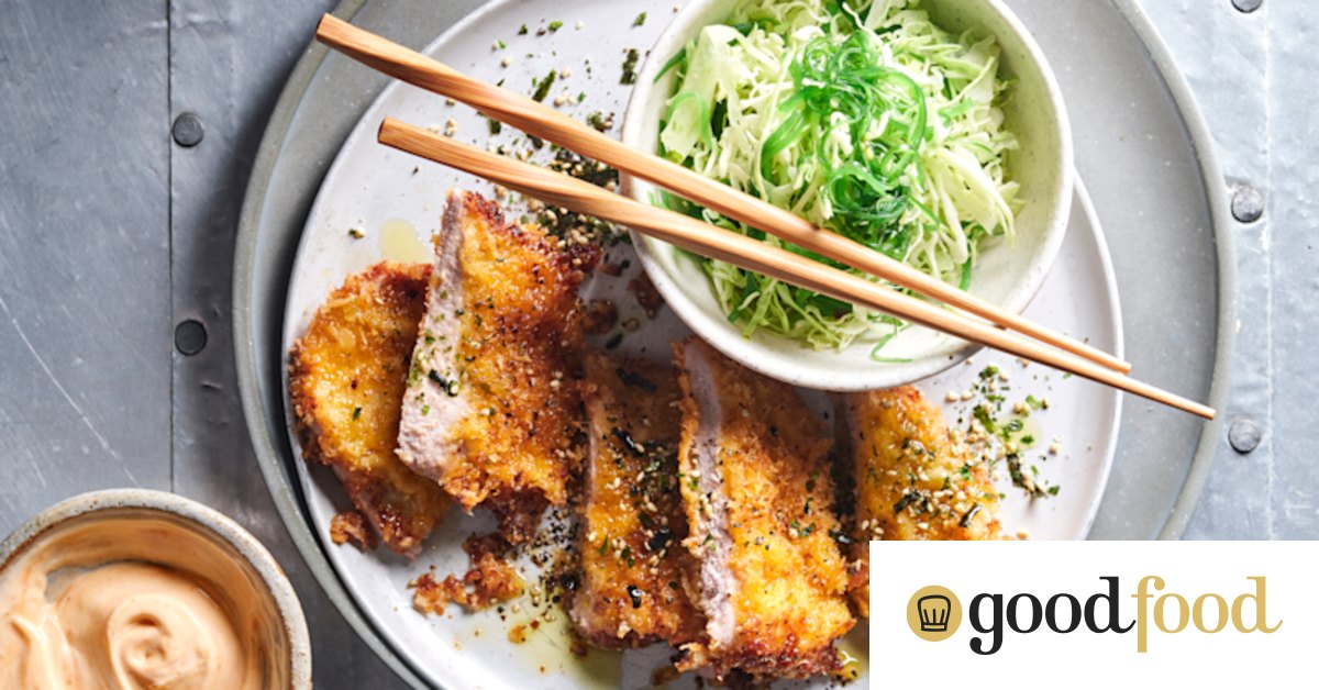 Easy Japanese crumbed pork recipe with seaweed slaw