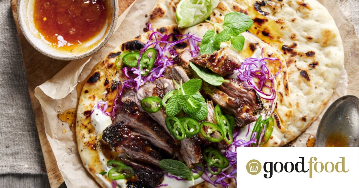 Spicy Indian lamb naan with slaw