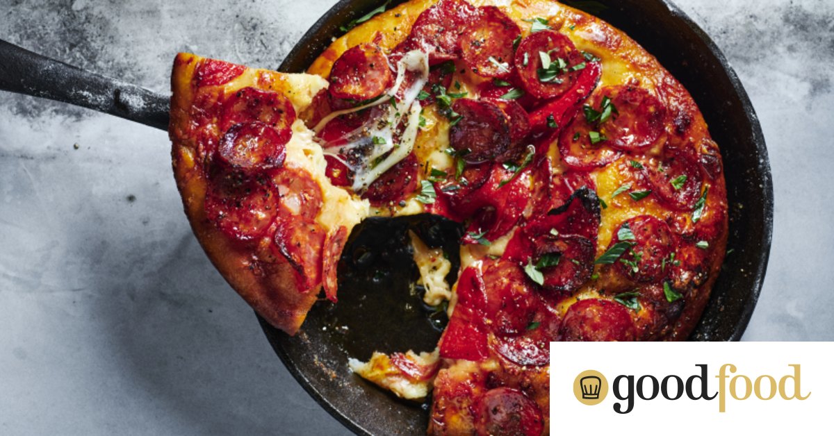 American-style deep-dish pepperoni pizza