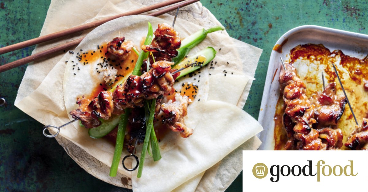 30 minutes from go to wow: char sui pork skewers with cucumber and sesame salad