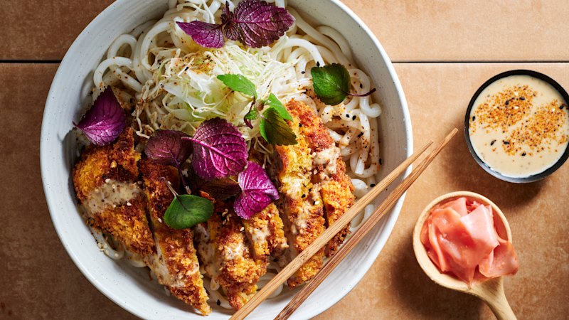 Japanese-inspired home cooking blends curry schnitzel with udon noodles