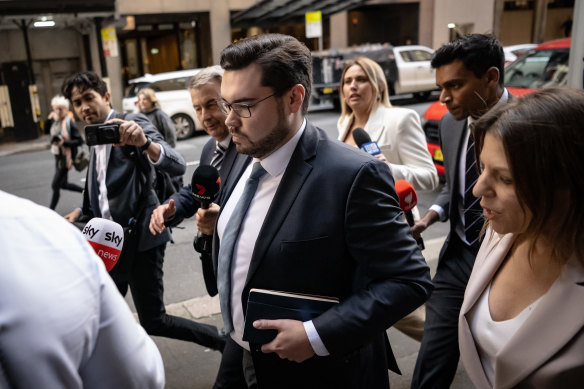 Bruce Lehrmann leaves the Federal Court in Sydney on Monday.