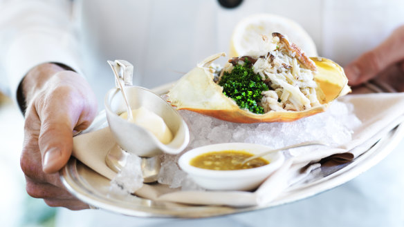 Hand-picked mud crab at Bert’s Bar and Brasserie, Newport.