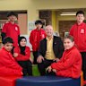Bethal Primary School principal David Warren with some of the school’s NAPLAN high achievers. Rear from left: Hamza Ghulam, Omer Ghulam and Yasin Coskun. Front: Ayman Alsabri, Zainab Zahra and Mariam Haddad.