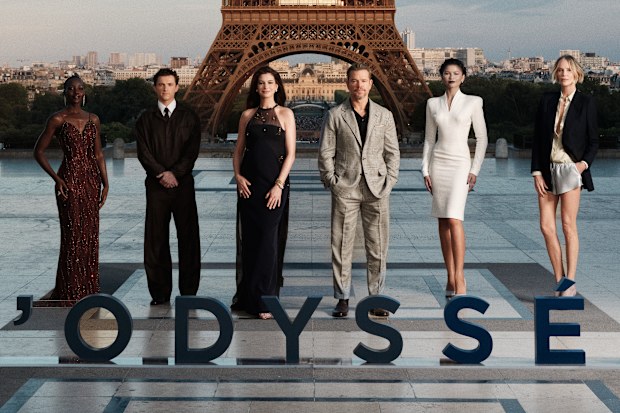 Lupita Nyong’o, Tom Holland, Anne Hathaway, Matt Damon, Zendaya, and Charlize Theron attend Universal Pictures THE ODYSSEY Paris Photocall at Trocadero Square on July 07, 2026 in Paris, France.