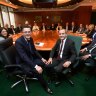 Newly-elected Premier Daniel Andrews with his first cabinet in 2014. Papers from cabinet meetings could become public within 30 days if minor parties have their way.