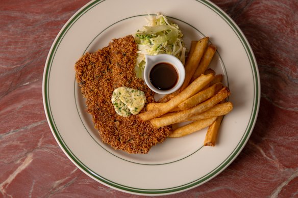 Veal schnitzel with red-wine sauce at O'Connell's Hotel.