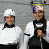 Jess and Noemie Fox after training at the Penrith Whitewater Stadium.