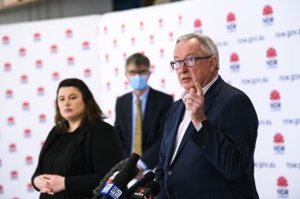 NSW Minister for Health Brad Hazzard at todayâ€™s press conference.