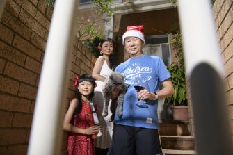 Locked up: Stephen Mok, his wife Alyssa Sun and daughter Emily are spending Christmas in isolation. 