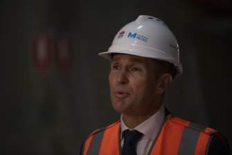 NSW Transport and Planning Minister Rob Stokes tours a Metro site in October.