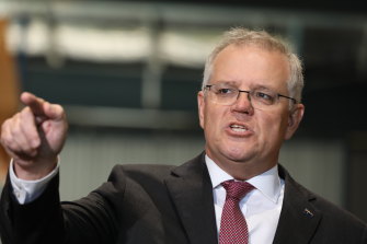Prime Minister Scott Morrison in Caboolture, north of Brisbane, on Tuesday.