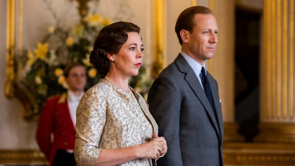 Olivia Colman and Tobias Menzies in the third season of The Crown.