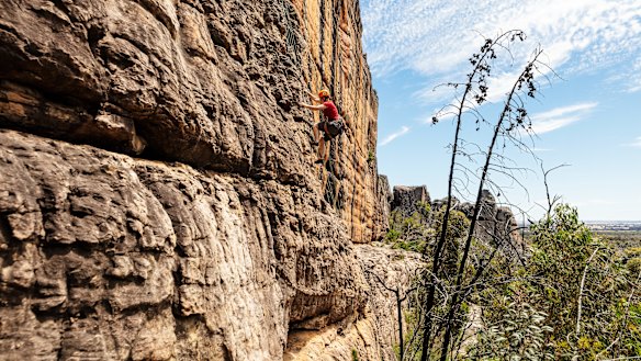 Rock climbers at the Wall of Fools in the Summerday Valley in the Grampians National Park.
