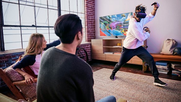 The Oculus Quest is totally wireless, and can stream video to a phone or TV so others can watch.