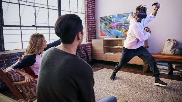 The Oculus Quest is totally wireless, and can stream video to a phone or TV so others can watch.