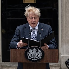 Prime Minister Boris Johnson announces his resignation.