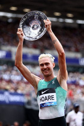 Oli Hoare celebrates his victory.