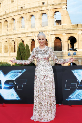 Helen Mirren attends the “FAST X Road To Rome” premiere at Colosseo in Rome.