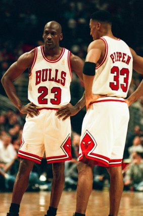 Michael Jordan and Scottie Pippen were the Bulls' dynamic duo in the 1990s.