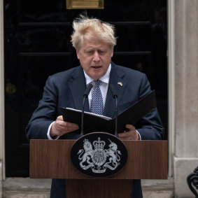 Prime Minister Boris Johnson announces his resignation.