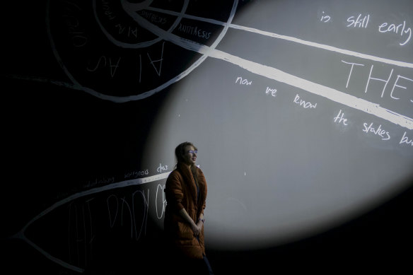 Giselle Stanborough with her installation, Cinopticon, which will be seen by the public for the first time.