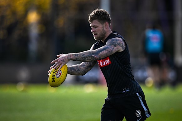Jordan De Goey at training on Tuesday.