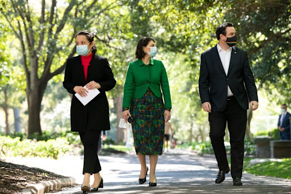 NSW Premier Gladys Berejiklian, Tourism Minister Stuart Ayres and Deputy Chief Health Officer Dr Marianne Gale provide a COVID-19 update. 