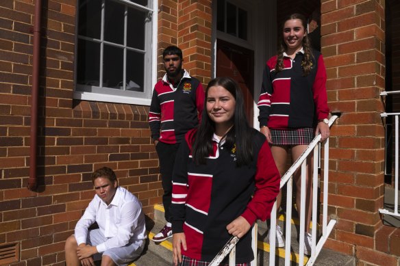 Inverell High School Indigenous studies students (left to right) Braydon Bateman, Dequin Morgan, Gab Westgreen and Mathilda.