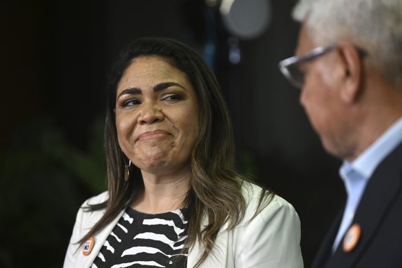 Prominent campaigners on the No side of the referendum Senator Jacinta Nampijinpa Price and Nyunggai Warren Mundine.