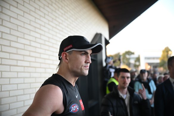 Collingwood defender Brayden Maynard has had a full-on week after the incident that left Angus Brayshaw concussed.