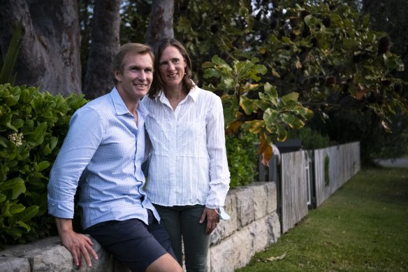 Finance executive Sophie Stokes with her husband, former NSW minister Rob Stokes, in 2021.