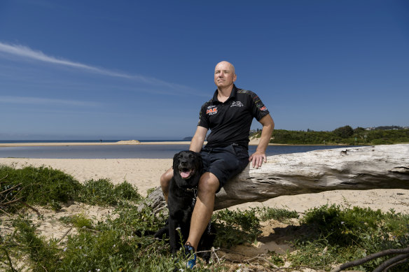 Ash Cleary, the brother of Penrith Panthers coach Ivan Cleary, at Long Reef beach in grand final week, three years on from a kidney transplant that saved his life.