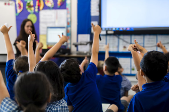 Overall in NSW, 55 per cent of students achieved at or above the expected level.