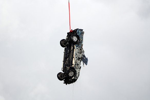 A helicopter was used to extract the cars from Cumberland and Wye rivers during the week. 