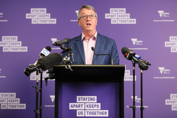 Hold on, that's not Dan: Health Minister Martin Foley delivered Saturday's coronavirus briefing.