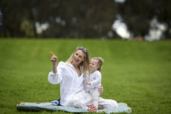 Anna Burger and her daughter Chessie, 15 mo<em></em>nths old, who was born via caesarean. 