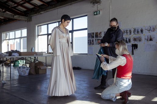 Cerro gets fitted during a costume fitting for Holding Achilles, in which she’ll make her theatrical debut.