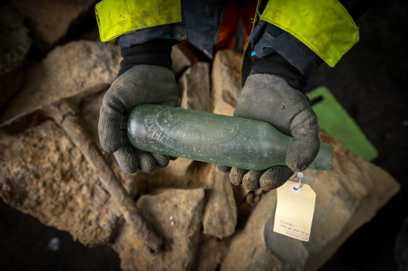 A large number of bottles were found buried in the site.