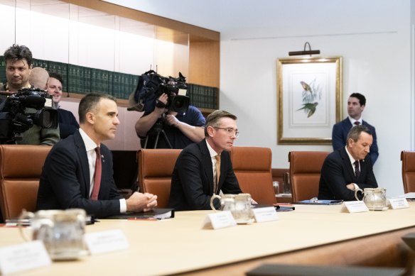 State premiers Peter Malinauskas (SA), Dominic Perrottet (NSW) and Mark McGowan (WA) at national cabinet.
