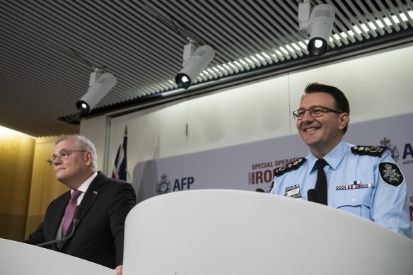 Prime Minister Scott Morrison and Australian Federal Police Commissioner Reece Kershaw said the operation had resulted in a heavy blow against organised crime. 