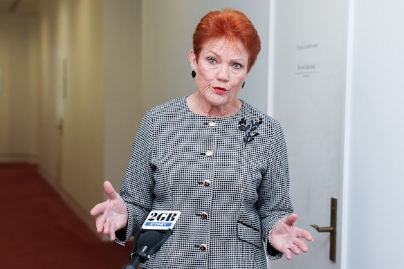 One Nation leader Pauline Hanson.