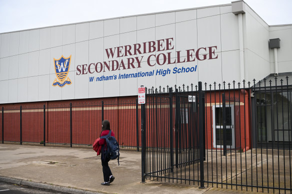 Werribee Secondary College students were reported to have received less government funding in 2022 than the neighbouring Catholic school.