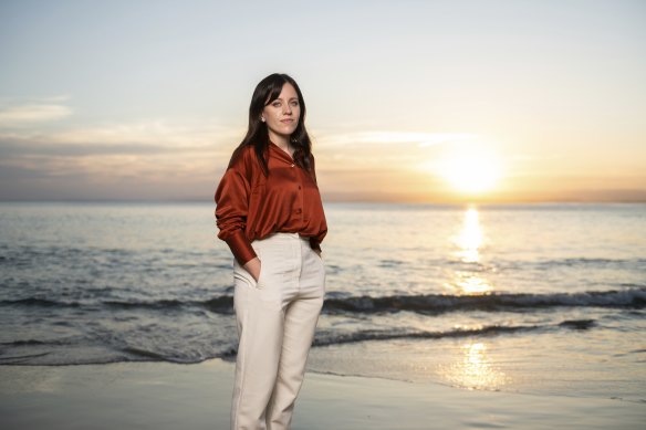 Journalist Carrie Fellner on location in Wreck Bay.