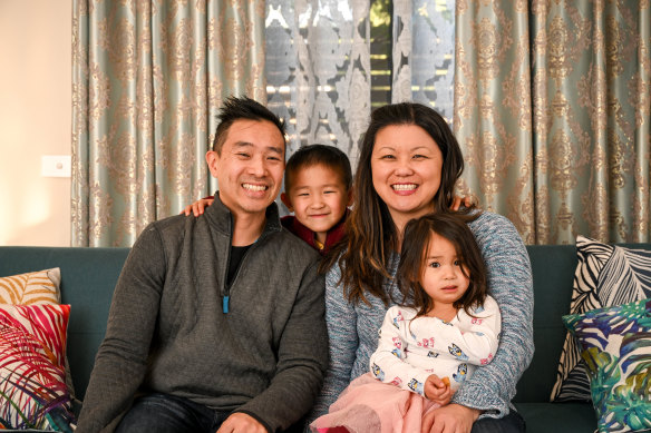 Catherine Fung and husband Robert Fung with their children Shane and Kaylee on Tuesday.