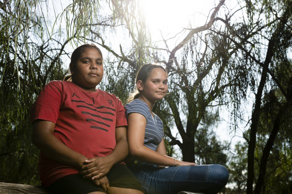 Walgett Community College student Chantel Sharpley, left, and Caroline Ashby.