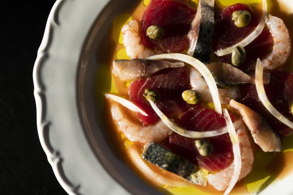 The carpaccio frutti di mare at Fontana in Redfern.