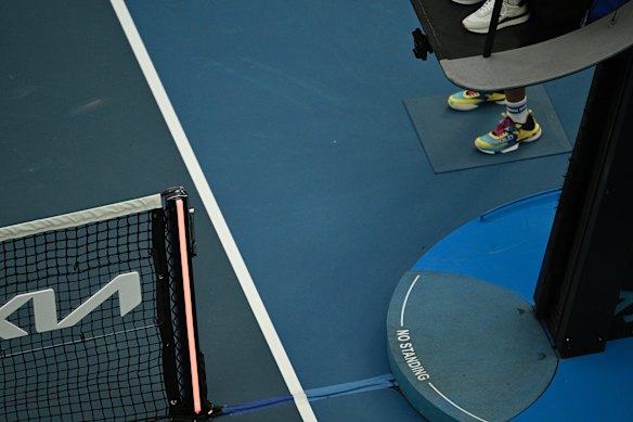 Network posts light up on the phone call at Rod Laver Arena.