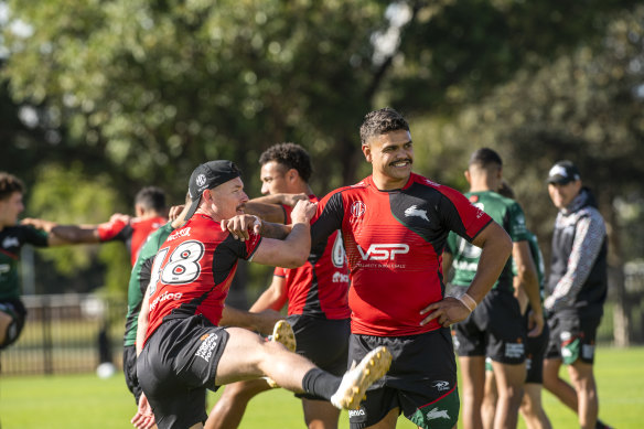 Man of the moment: Latrell Mitchell at Souths training